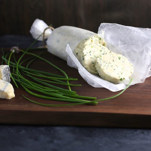 Cast Iron Steaks with Blue Cheese-Chive Butter