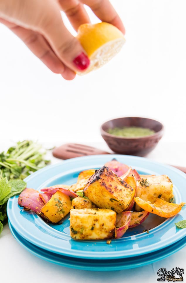 Paneer Tikka with Cilantro Chutney