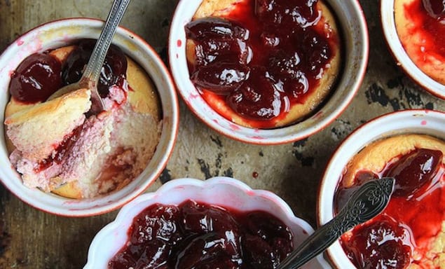 baked-ricotta-with-orange-blossom-cherry-sauce