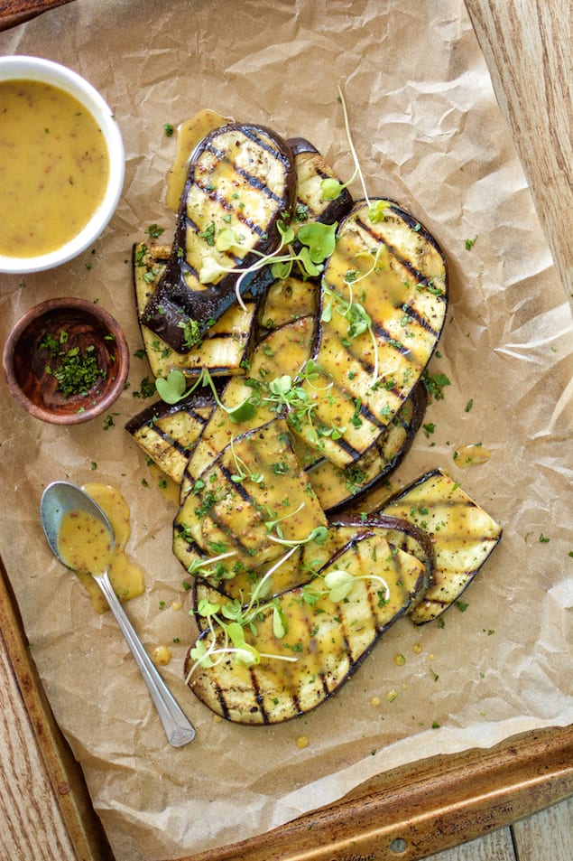 Grilled Eggplant with Mustard Vinaigrette 