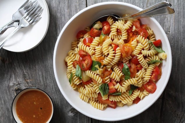 Grilled Summer Tomato Pasta Salad