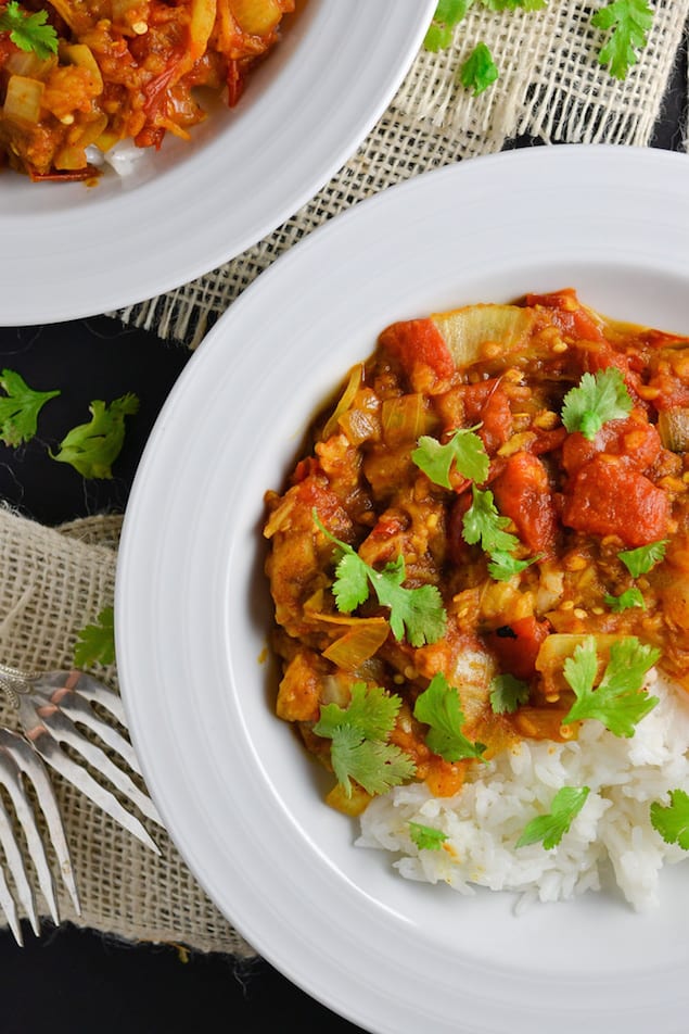 Baingan Bharta: Indian Eggplant and Rice