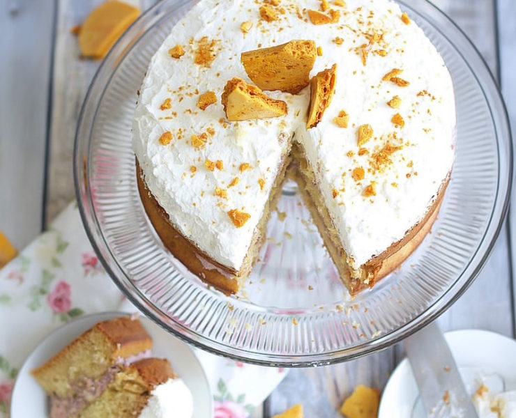 Blackberry and Honeycomb Brittle Cake