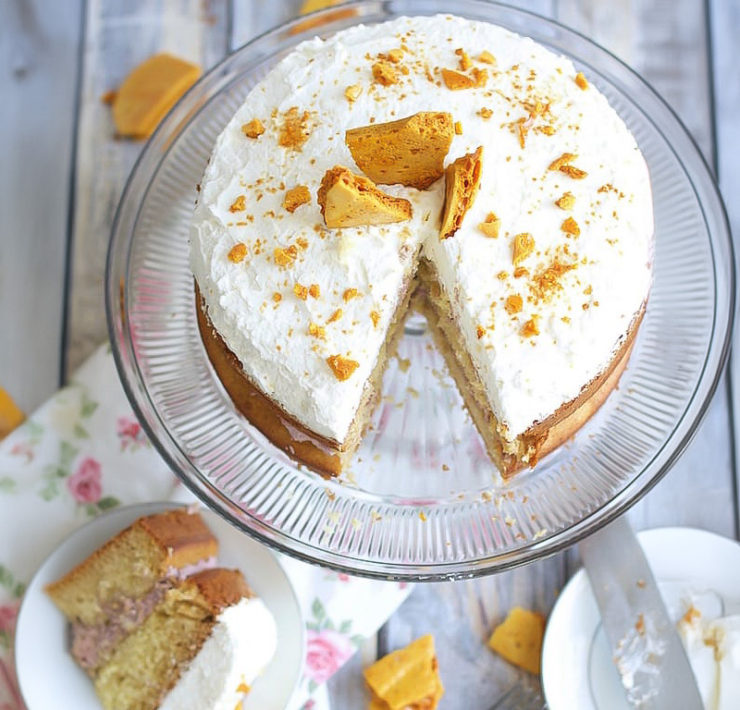 Blackberry and Honeycomb Brittle Cake