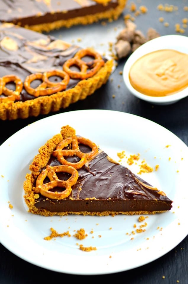 Salted Pretzel Chocolate Tart