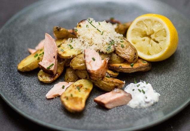 Grilled Swedish Salmon with Lemon-Mustard Potatoes