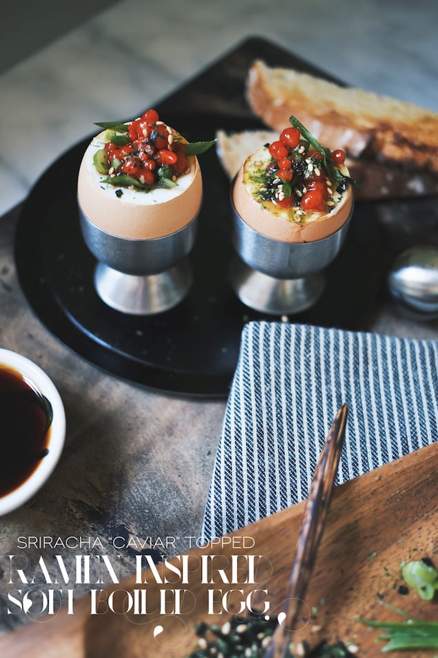 Soft Boiled Egg with Spicy Sriracha Caviar