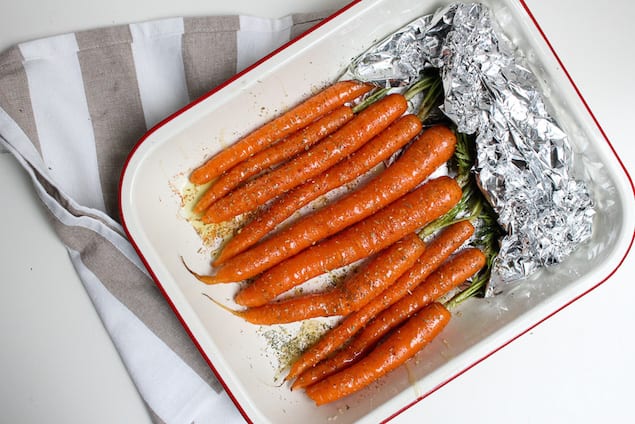 Simple Roasted Carrots and Creamy Mustard Sauce