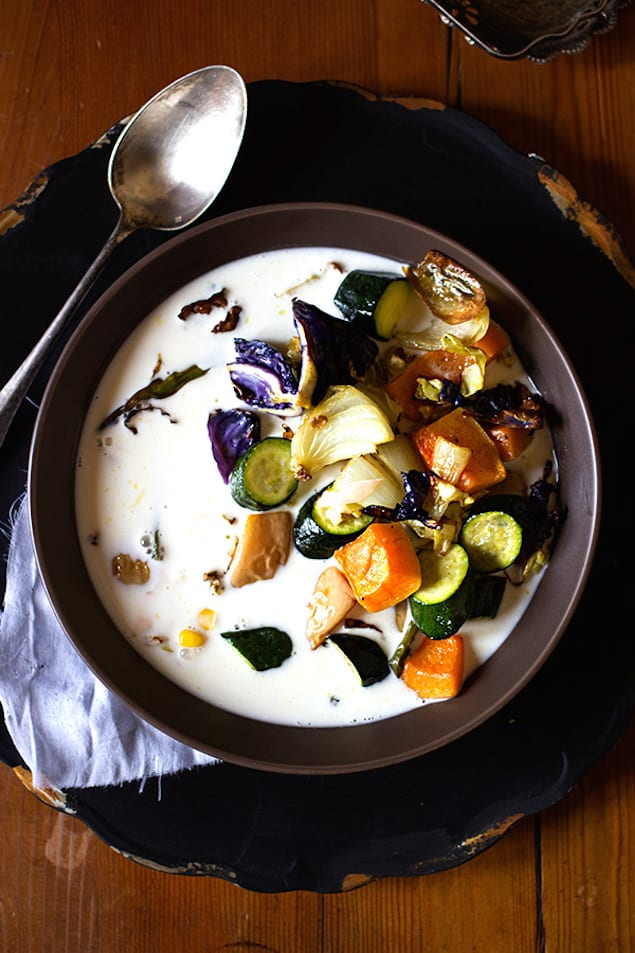 Roasted Vegetable and Ginger Coconut Milk Soup