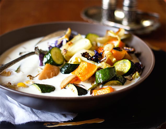 Roasted Vegetable and Ginger Coconut Milk Soup