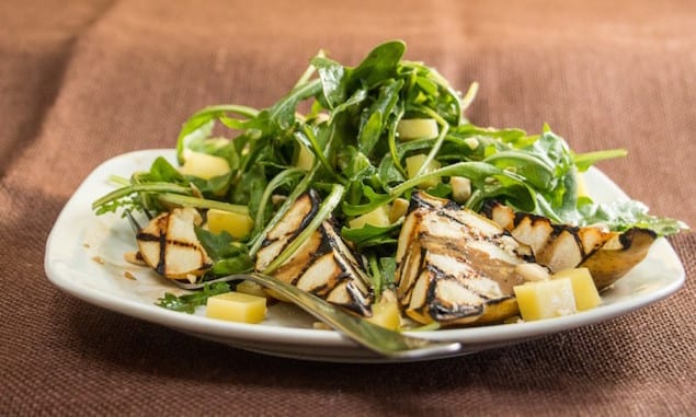 Grilled Pear Salad with Arugula and Hazelnuts