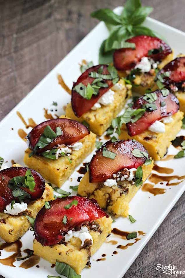 Garnacha Day — Goat Cheese and Plum Polenta Squares