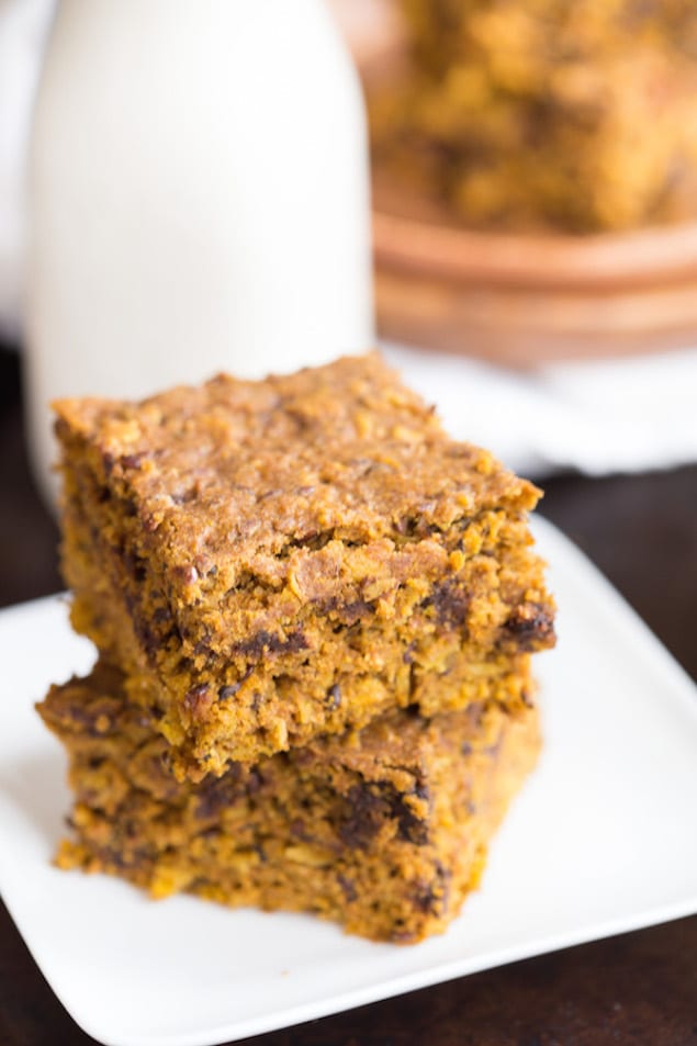 Chocolate Chip and Pumpkin Bars with Oats