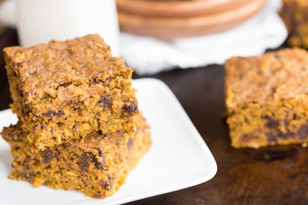 Chocolate Chip and Pumpkin Bars with Oats