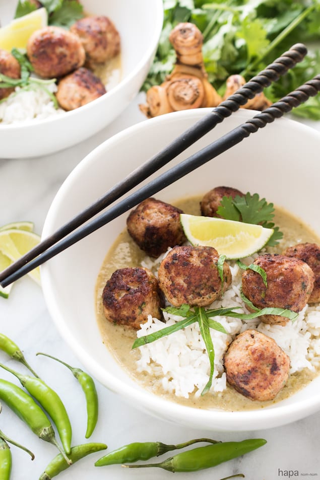 Meatballs and Coconut Green Curry