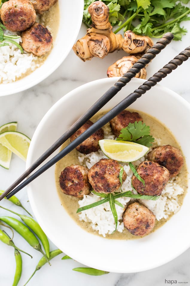 Meatballs and Coconut Green Curry