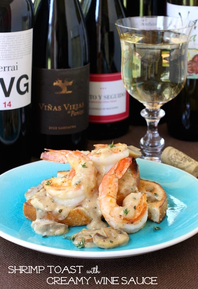 Garnacha Day — Shrimp Toasts and White Wine Sauce