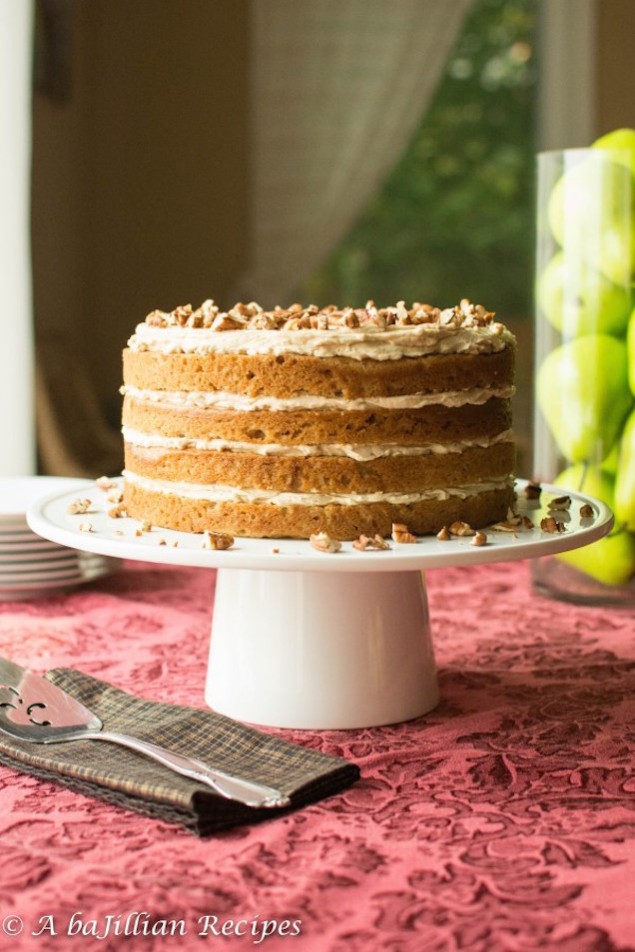 Brown Sugar Buttercream Frosted Pear Cake