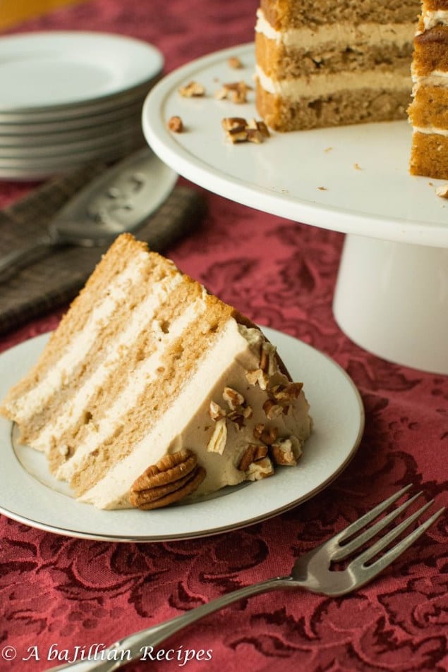 Brown Sugar Buttercream Frosted Pear Cake