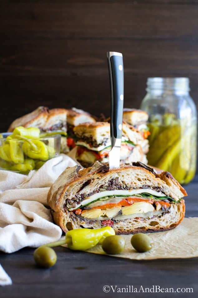 Vegetarian Muffuletta Sandwich