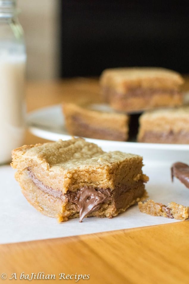 Peanut Butter and Nutella Filled Blondies