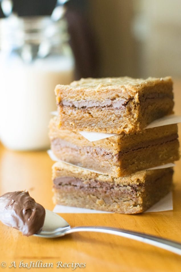 Peanut Butter and Nutella Filled Blondies