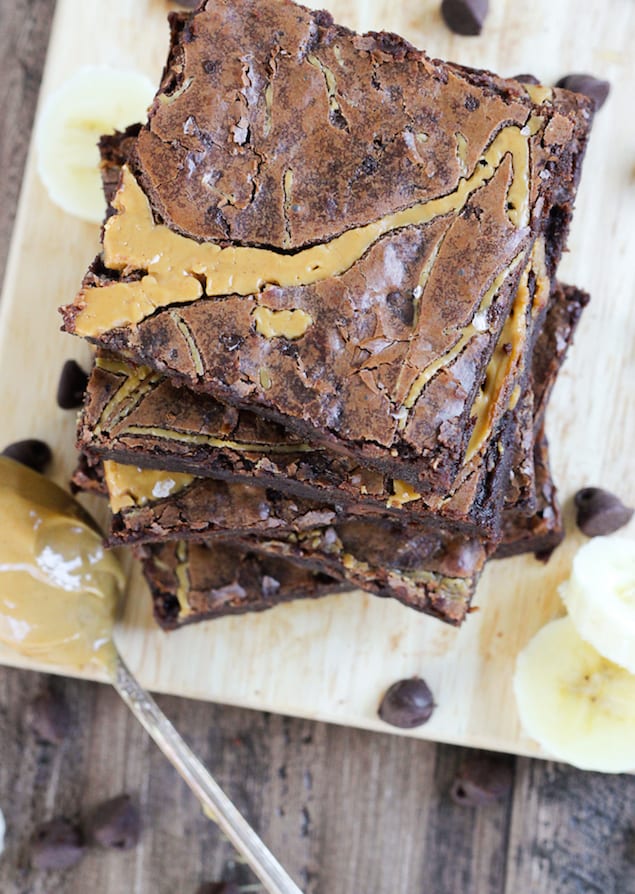 Chewy Triple Chocolate Peanut Butter Banana Brownies