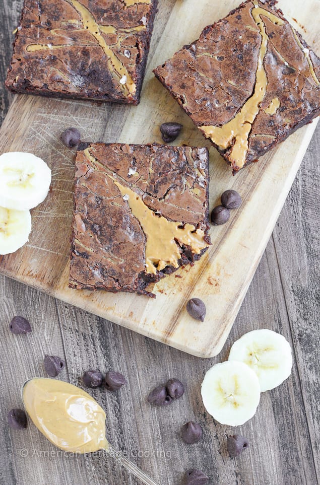 Chewy Triple Chocolate Peanut Butter Banana Brownies