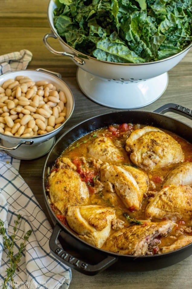 Kale and White Bean Braised Chicken