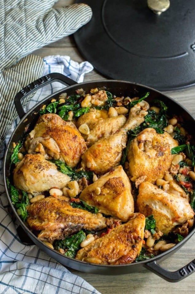 Kale and White Bean Braised Chicken