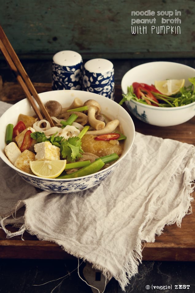 Spicy Peanut and Pumpkin Rice Noodle Soup