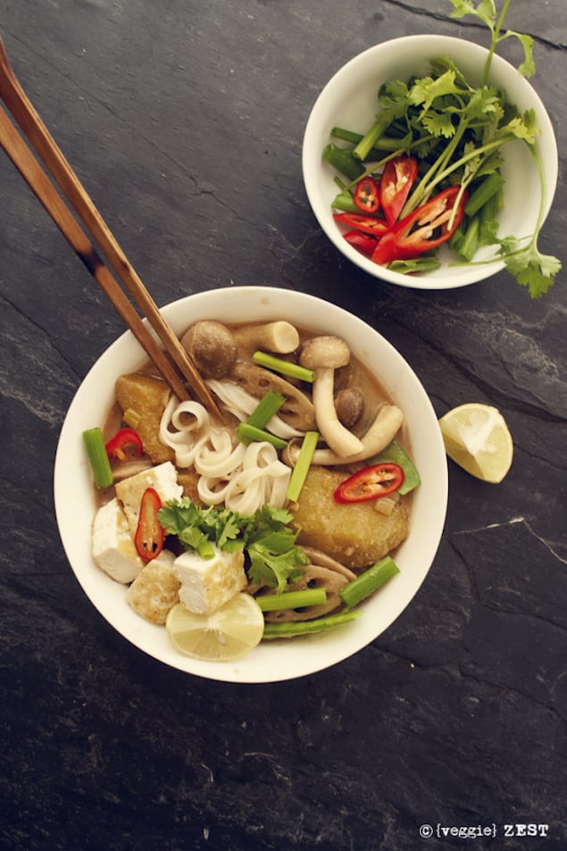 Spicy Peanut and Pumpkin Rice Noodle Soup