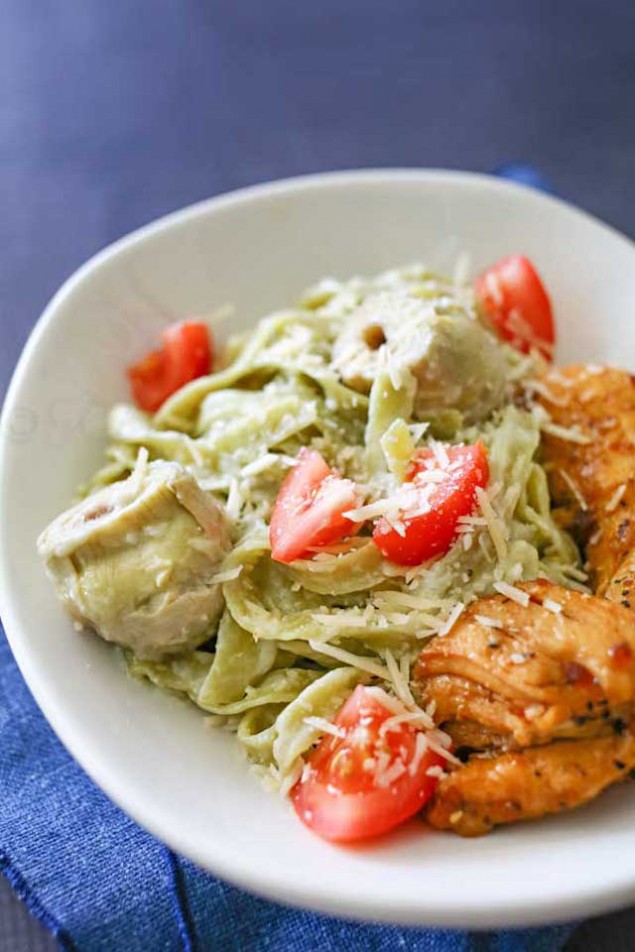 Artichoke and Garlic Butter Pasta with Easy Double Chocolate Brownies