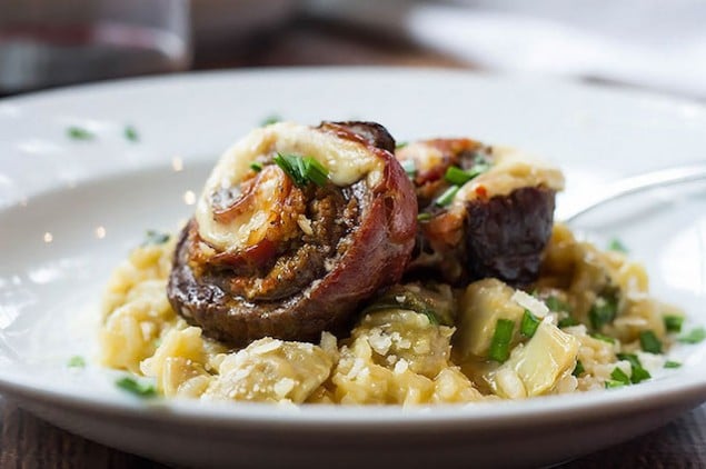 Italian Holiday Table: Flank Steak with Artichoke Lemon Risotto and Chocolate Ravioli Dessert