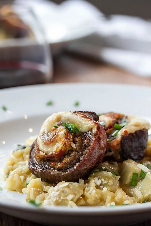 Italian Holiday Table: Flank Steak with Artichoke Lemon Risotto and Chocolate Ravioli Dessert