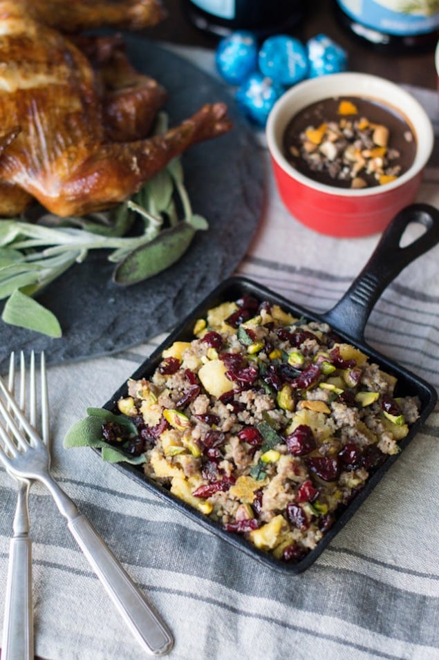 Polenta Stuffing and Spicy Chocolate Pot de Crème