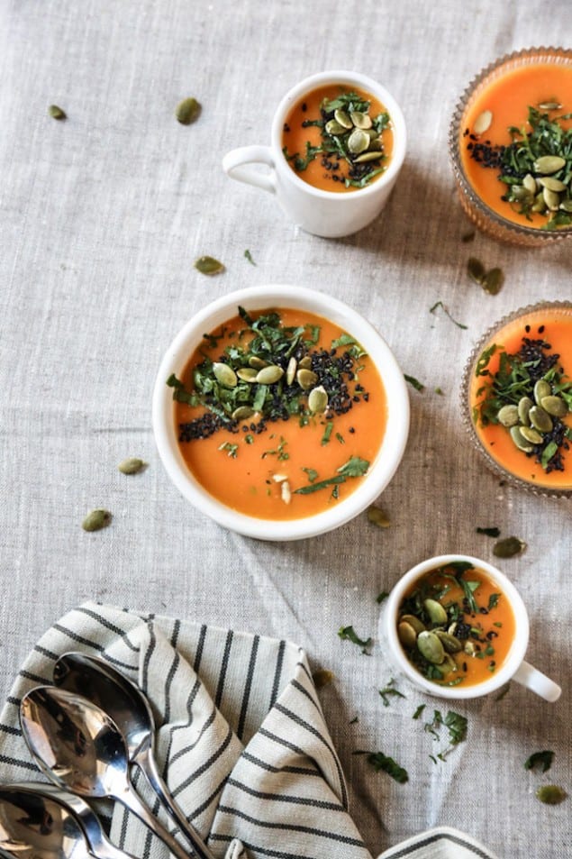 Miso and Black Sesame Roasted Carrot Soup