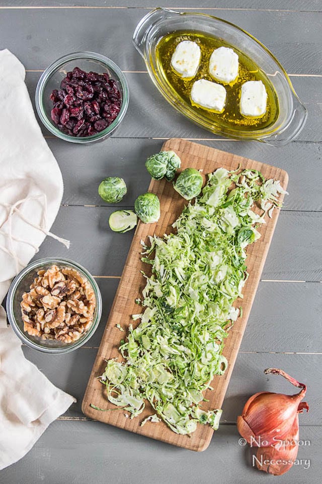 Baked Goat Cheese and Brussels Sprout Salad