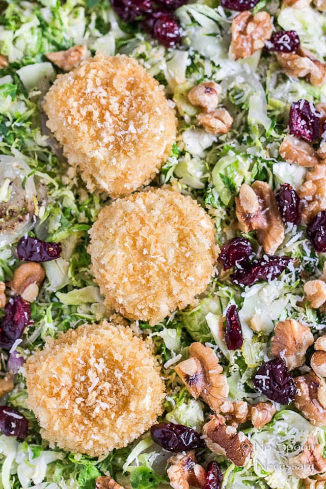 Baked Goat Cheese and Brussels Sprout Salad