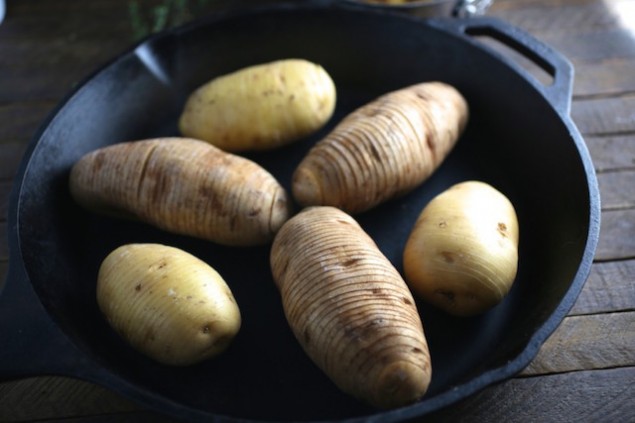 Hassleback Potatoes and Garlic Confit
