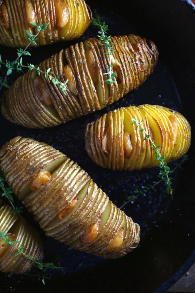 Hassleback Potatoes and Garlic Confit