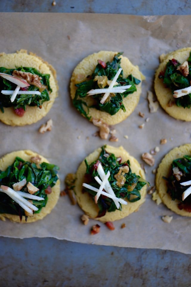 Swiss Chard and Apple on Socca Flatbread