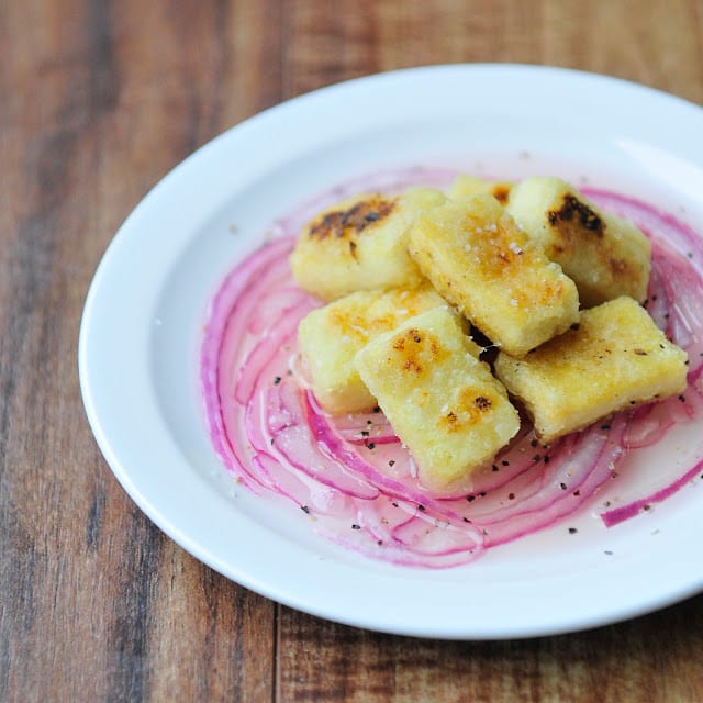 Crispy Tofu and Red Onion Rice Vinegar Salad