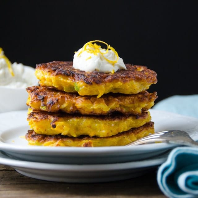 Lemon Goat Cheese and Butternut Fritters