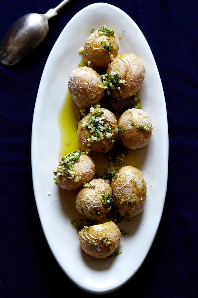 Salt Crusted Garlic and Herb Potatoes with Fennel