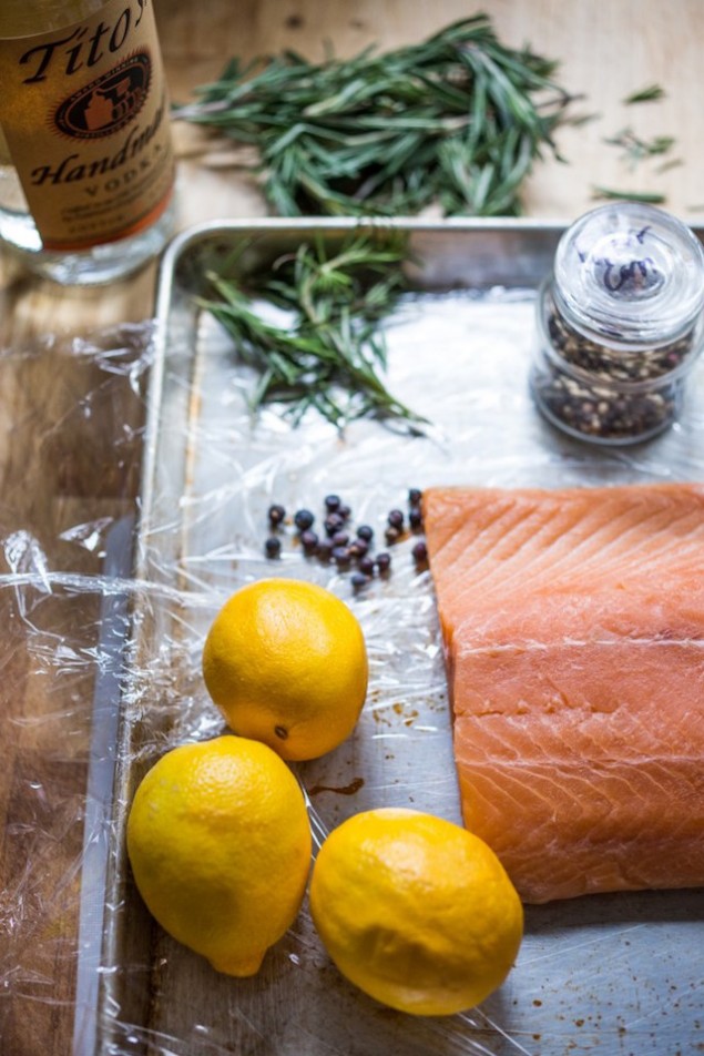 Cured Lemon Salmon with Vodka, Juniper, and Rosemary