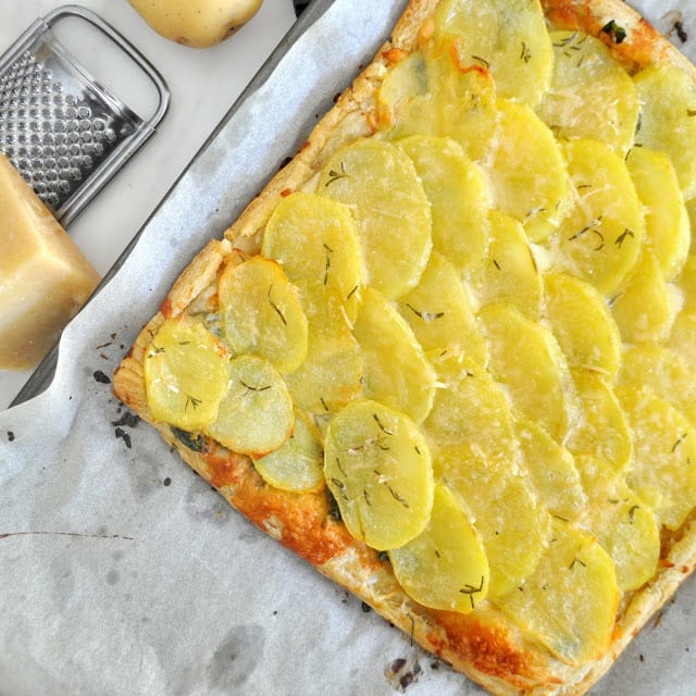 Buttery Potato Spinach Tart