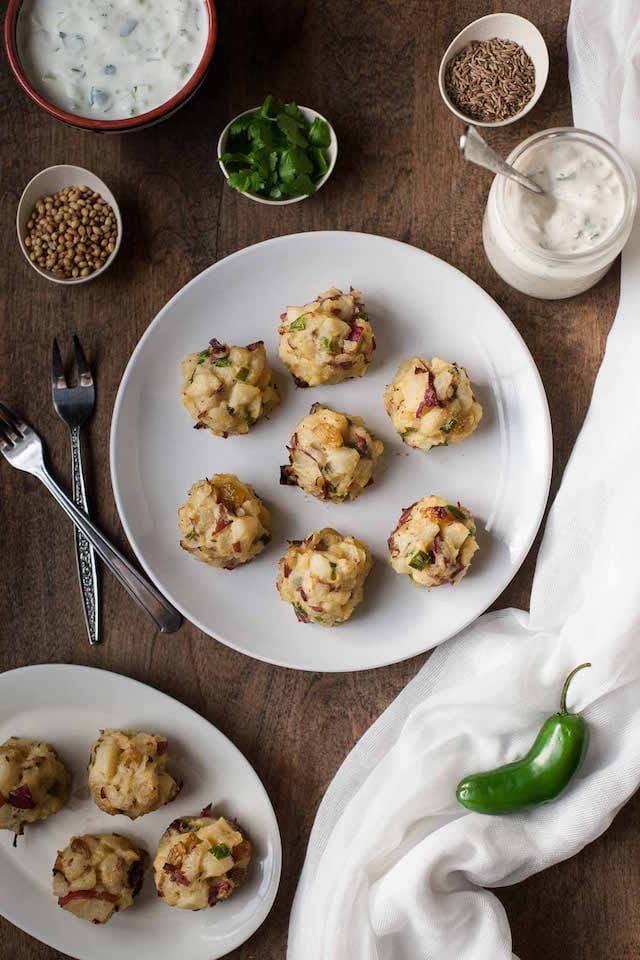 Potato Samosa Bites with Raita Sauce