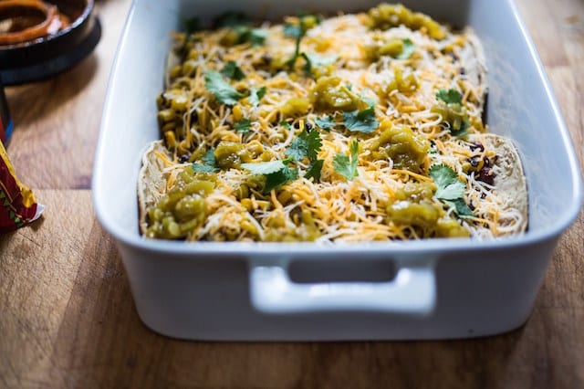 Enchilada Casserole with 2 Minute Enchilada Sauce2