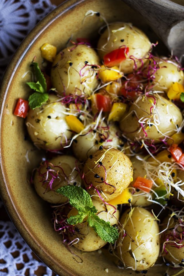 Mint, Garlic, Peppers, Sprouts and Baby Potato Salad2